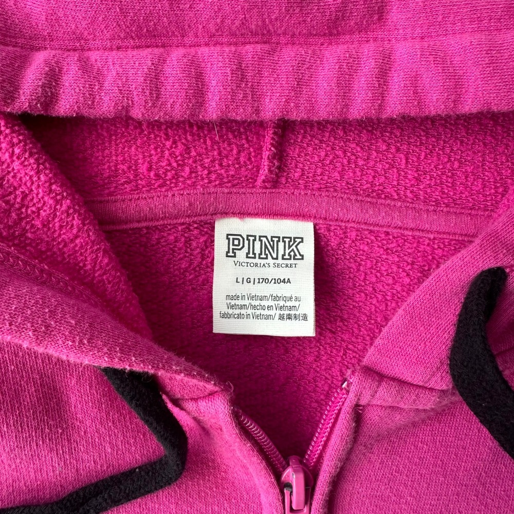 Hot Pink Y2K Brat Hoodie Black Details Victoria's Secret PINK - Picture 5 of 5